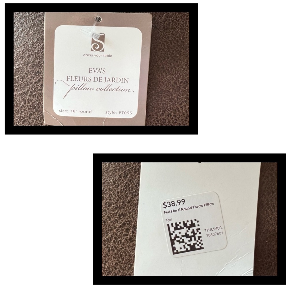 Turquoise Floral Accent Pillow Eva’s Fleur De Jardin - Picture 5 of 5